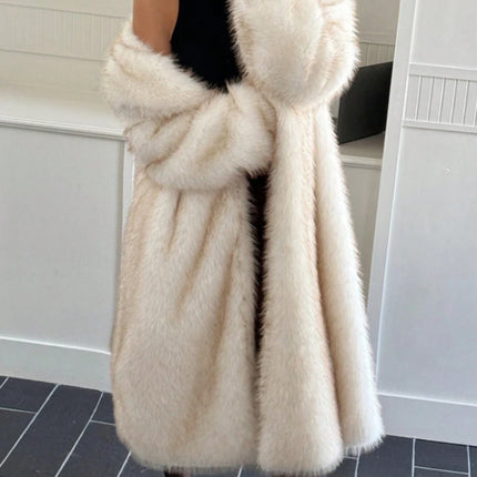 ZADORIN 115cm Long Faux Fox Fur Coat Woman High Street Warm Furry Jacket Faux Fur Coats Woman Winter Clothes White Fur Faux Coat