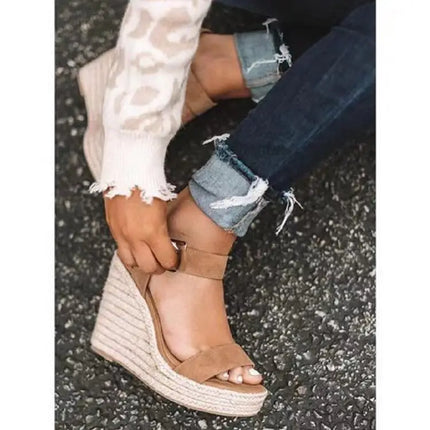 Nuovi Sandali Donna Espadrillas con Zeppa 2026, Open Toe con Cinturino e Fibbia, Platform Estivi da Spiaggia Casual Comodi Antiscivolo Taglie Forti