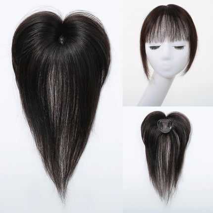 Ombre Light Blonde Real Human Hair Toppers with Swiss Lace Base Hair 3D Air Bangs 10inch Human Hair Topper for Women Hair Loss