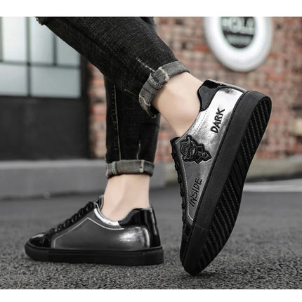 Men Casual Shoes Patent Leather Flats Skate Men Cool Driving Shoes Male Walking Shoes Sneakers Dress Trend the Latest Leisure