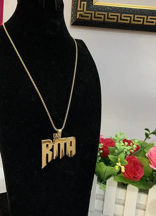 Collana con ciondolo personalizzato di grandi dimensioni, catena cubana spessa, collana con nome di personalizzazione hip-hop, gioielli di moda PlatiNum