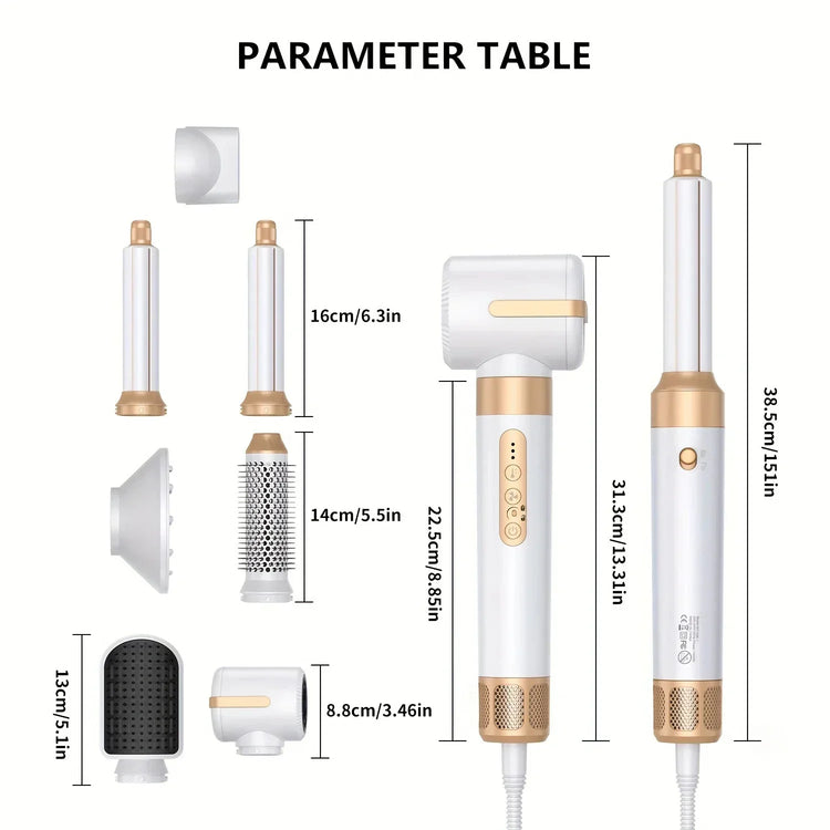 7 in 1 Hair dryer Professional Negative Ion curling Iron Hair Straightener Brushless Motor High Speed Hair Dryer Hot Comb Set