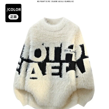 2026 Winter Fashion Sweater Men Casual Knit Pullovers Mens Thick Warm letter pattern Sweaters Men's Daily Warm sweaters male