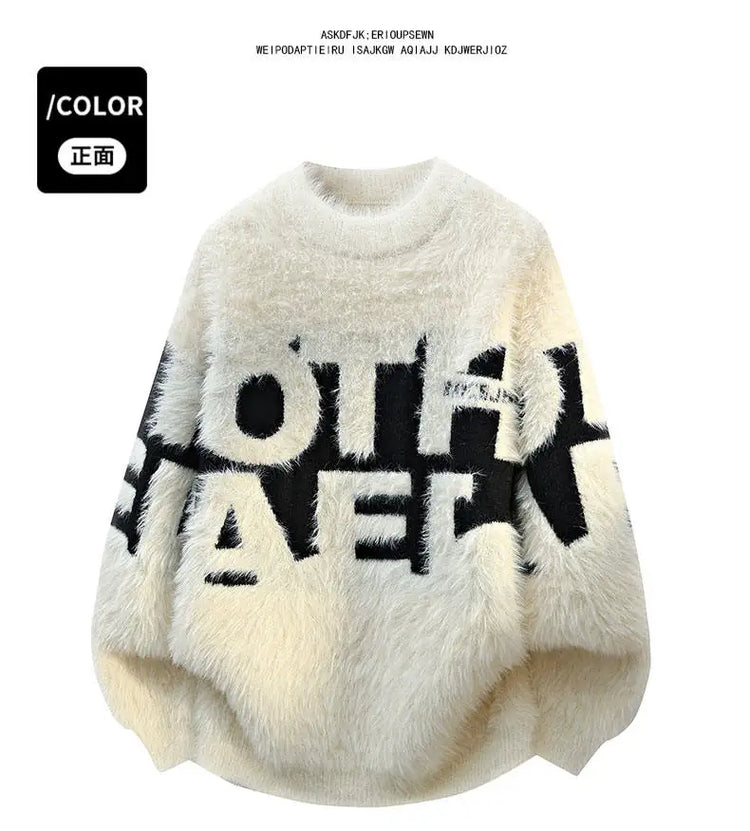 2026 Winter Fashion Sweater Men Casual Knit Pullovers Mens Thick Warm letter pattern Sweaters Men's Daily Warm sweaters male
