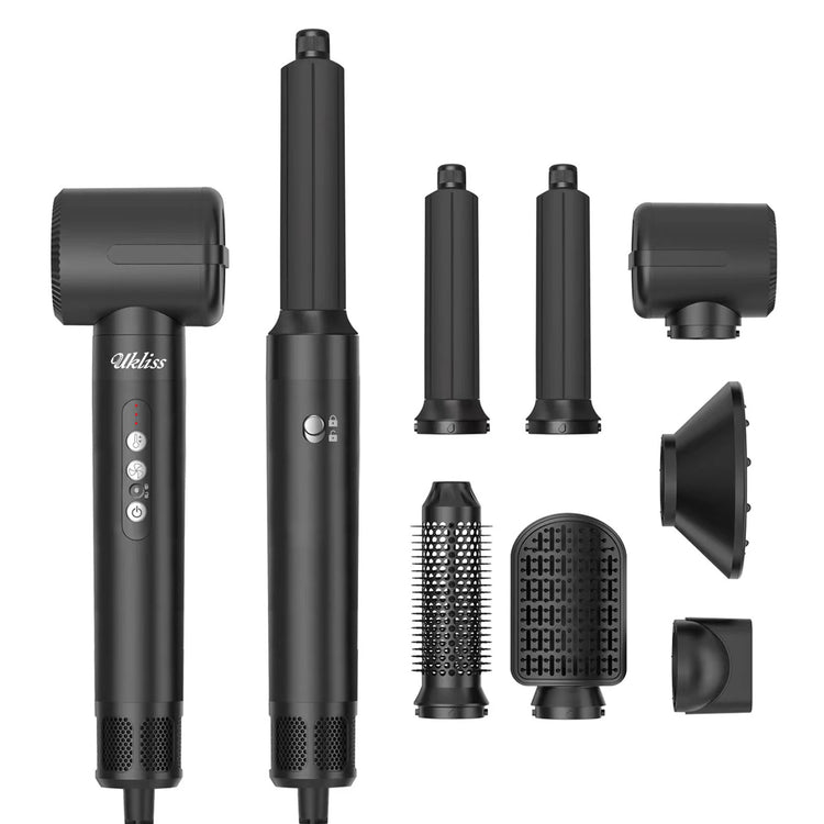 UKLISS 7 in 1 Hair Styler & Dryer Set, Round Brush Hair Dryer with Auto Curling and Ion Care