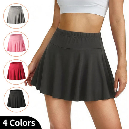 1/3-teiliges Set aus Damen-Midirock, einfarbigen Sommerschutzshorts, plissiertem Rock für Sport und Freizeit, modischem Yoga-Rock