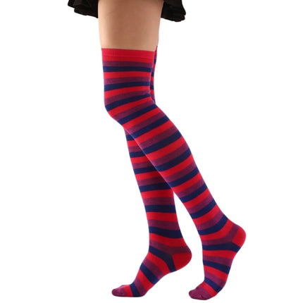 Calze sopra il ginocchio da donna, calze a righe colorate alla moda Cosplay calze alte alla coscia calze lunghe per stivali regali
