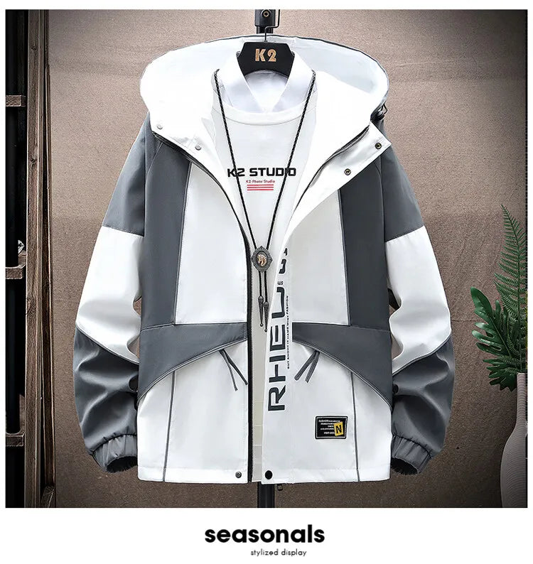 Men's Sets Sportswear Suit Hooded Colorblock Casual patchwork Hooded Jacket + Pants Suit Men's 2-piece Jogger Sweatshirt