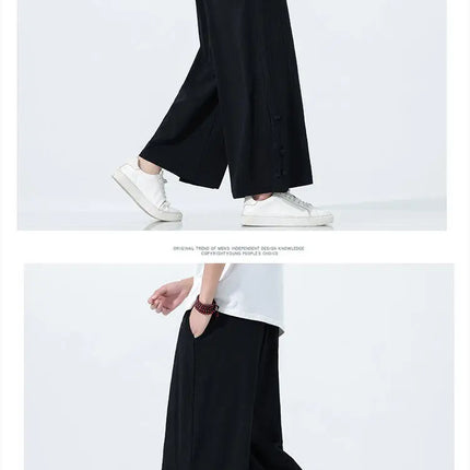 Pantaloni di lino in cotone Pantaloni da uomo comodi e traspiranti tinta unita casual Pantaloni larghi a gamba dritta in vita elastica Oversize M-5XL
