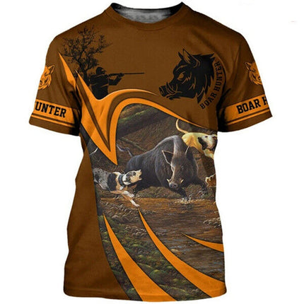 Men's Camo Hunting Wild Boar 3D Print T-Shirt Sport Short Sleeve Tee Tops Casual O Neck Streetwear T-shirt Men's Clothing