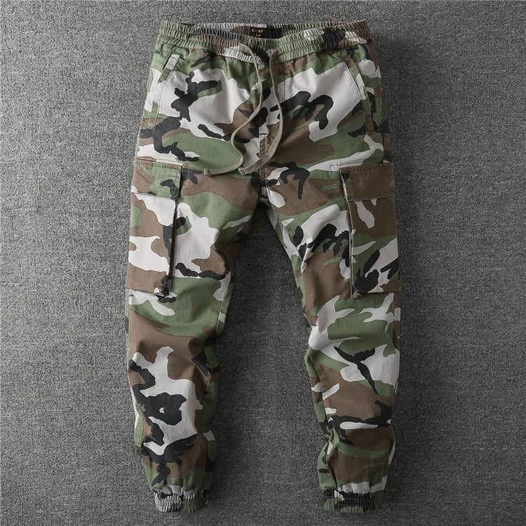 Men's Fall Winter Cargo Jogger Pants, Slight Stretch Relaxed Fit Camo Workwear Trousers, Outdoor Durable Cuffed Casual Pants