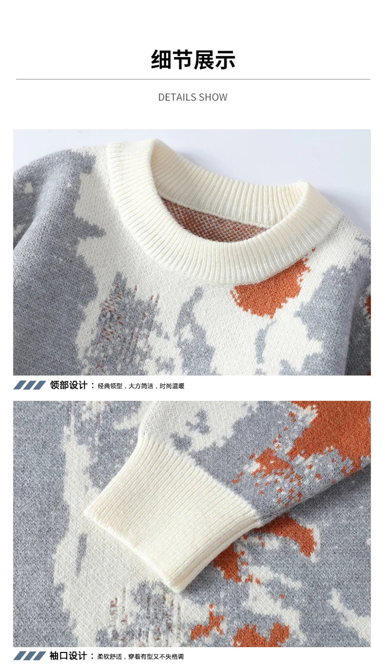 Autumn and winter Men's Fashion casual Round Neck Warm sweater slim fit Sweaters Men sweater male Thicken Warm wool pullovers