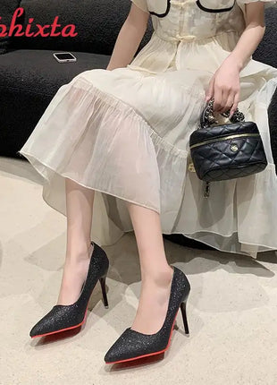 Aphixta Oro Argento Nero Décolleté con tacco alto a spillo da 3,54 pollici Décolleté da donna per tutte le stagioni Scarpe da festa con punta a punta di grandi dimensioni 49 50 platinumshop