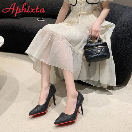 Aphixta Oro Argento Nero Décolleté con tacco alto a spillo da 3,54 pollici Décolleté da donna per tutte le stagioni Scarpe da festa con punta a punta di grandi dimensioni 49 50 platinumshop