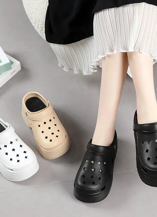 Sandali da Donna con Tacco Alto 9CM, Nuove Ciabatte Estive 2024, Scarpe da Spiaggia e Giardino con Suola Morbida, Impermeabili, Scarpe Forate da Donna per Esterni