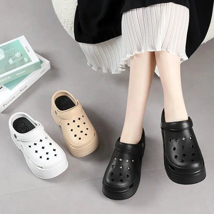 Sandali da Donna con Tacco Alto 9CM, Nuove Ciabatte Estive 2024, Scarpe da Spiaggia e Giardino con Suola Morbida, Impermeabili, Scarpe Forate da Donna per Esterni