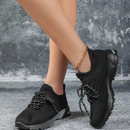 Breathable Socks Shoes Women Lightweight Knitted Casual Sneakers Non-slip Walking Footwear Outdoor Jogging Fitness Sports PlatiNum
