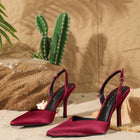 Tacchi a spillo eleganti in raso a punta per donna, comodi, semplici e versatili, con tacco alto e sottile.