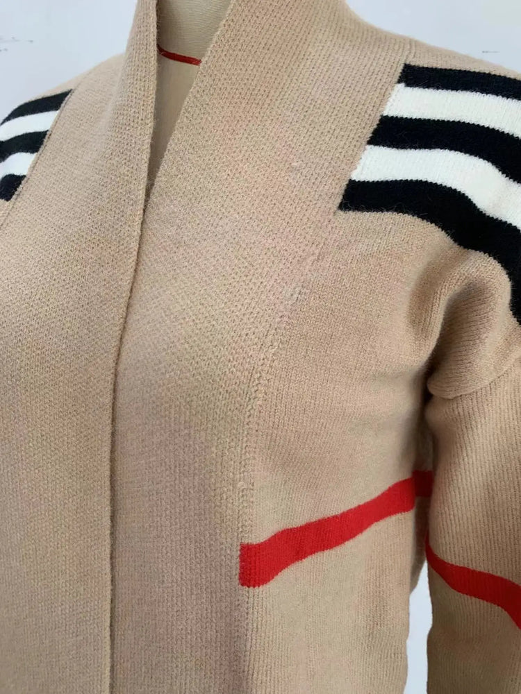 Print Long Cardigan For Women 2025 New Autumn Winter Clothes Knit Loose Outerwear Soft Sweater Coat Streetwear Fashion Cover Up