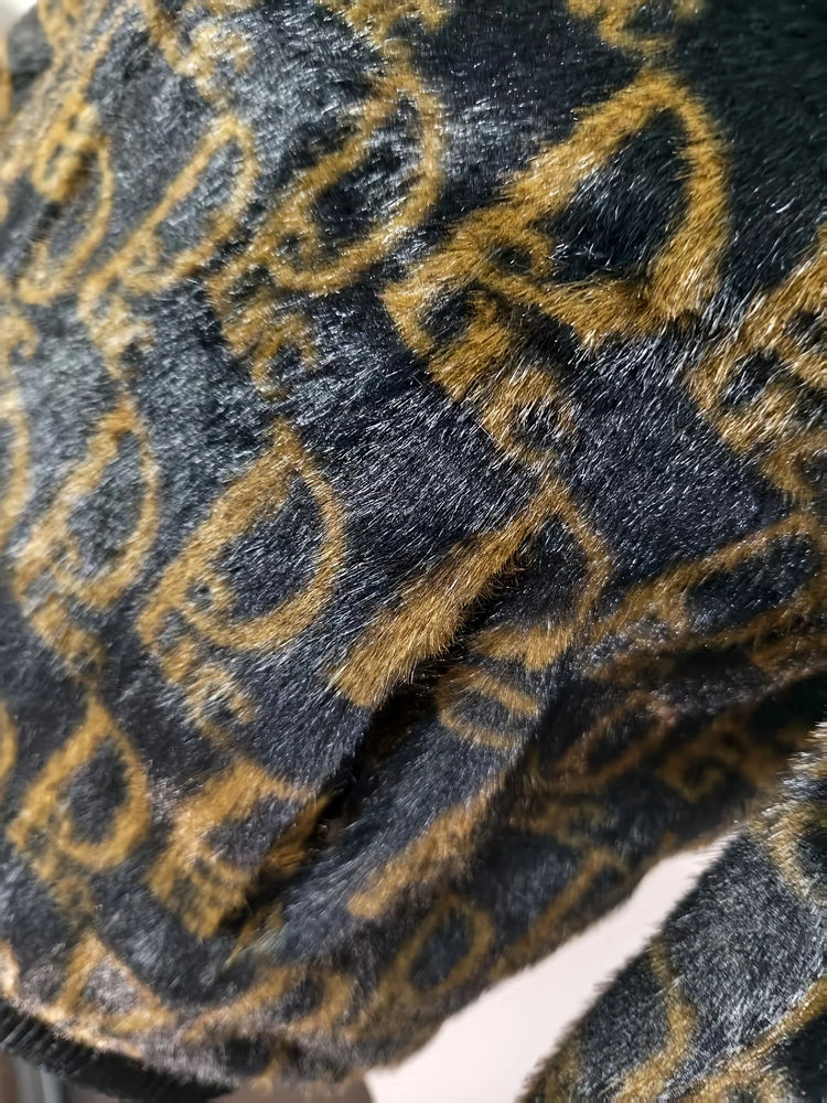 Winter Men's Lapel Imitation Fur Letter Print Warm Jacket