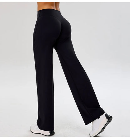 Women High Waist Wide Leg Pants Leggings Tights Fitness Bell-bottoms Yoga Elastic Leggings Push Up Gym Workout Flared Pants