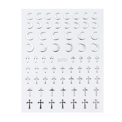 6Pcs/Set Metal Silver Star/Heart/Moon 3D Nail Art Stickers 8*10cm Hollow Love/Cross Self-Adhesive Slider Luxury Manicure Decals