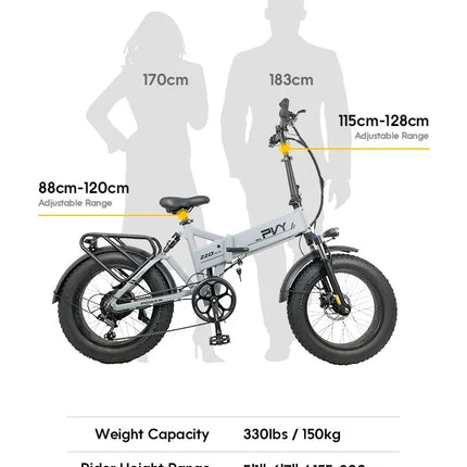 PVY Z20PLUS 1000 Bici Elettrica Per Adulti 250W Motore Città Bicicletta Elettrica 48V16.5AH Batteria E-bike 20 Pollici Fat Tire Ebike