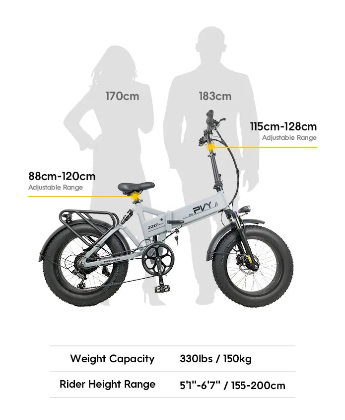 PVY Z20PLUS 1000 Bici Elettrica Per Adulti 250W Motore Città Bicicletta Elettrica 48V16.5AH Batteria E-bike 20 Pollici Fat Tire Ebike