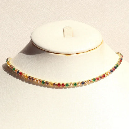 Lusso AAA + 3mm CZ 1 fila lucida catena da tennis collana HipHop ghiacciato Bling zircone cubico girocollo gioielli placcati in oro per le donne