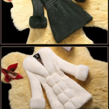 Winter 2025 Faux Fur Coat Women Thick Outwear Female Long Fake Fox Fur Thick Long Sleeve Jacket  Ladies Slim  Warm Faux Fur Coat