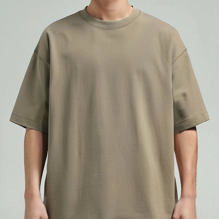 11.29oz 320Grams Heavy Cotton Weight Oversized Loose Men T-shirt Solid Color Drop Shoulder Short Sleeve High Quality PlatiNum