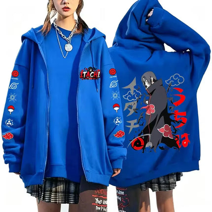 Naruto Uchiha Itachi New Japanese Anime Fashion Y2K Harajuku Men's Trendy Casual Sportswear Men's Couple Style Zip-Up Coat