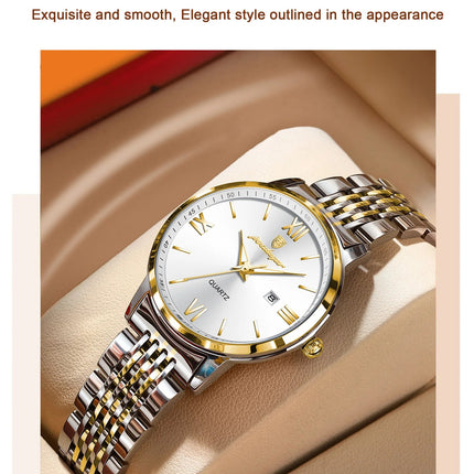 POEDAGAR Orologio da Donna Raffinato Impermeabile Luminoso con Data, Orologio da Polso Femminile di Alta Qualità in Acciaio Inossidabile, Elegante Orologio al Quarzo per Donne platinumshop