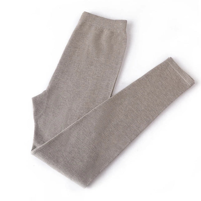 Wool Knitted Women Leggings 2024 Autumn Winter Elastic High Waist Casual Soft Warm Comfortable Trousers Ankle-Length Solid Pants PlatiNum