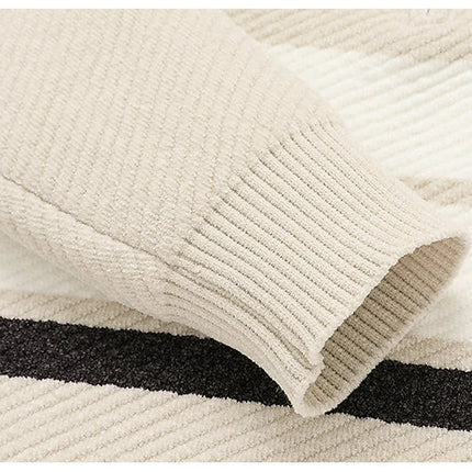 High Quality Fashionable and Simple Half Zipper stripe Sweater Men's Autumn and Winter Knitted Sweater Casual Pullover Top