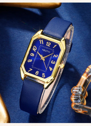 Orologi da donna quadrati di moda di lusso Orologio da polso al quarzo da donna di marca Classico semplice Femme Cinturino in pelle blu Relogio Feminino platinumshop