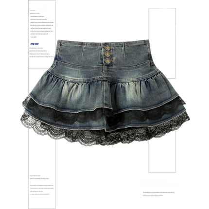 Damen-Vintage-Y2K-Jeans-Minirock der 90er-Jahre, Nietengürtel, sexy, A-Linie, für den täglichen Sommergebrauch, Neue Kollektion 2026