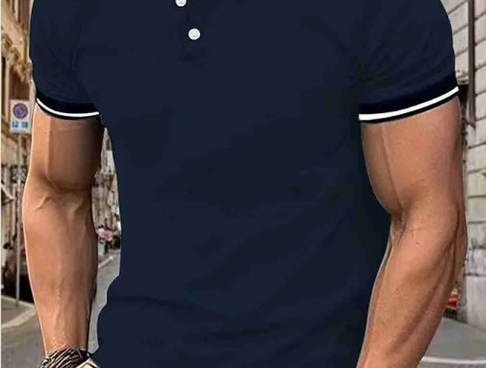 Men's short sleeve top daily casual short sleeve T-shirt with lapel casual short sleeve men's casual T-shirt