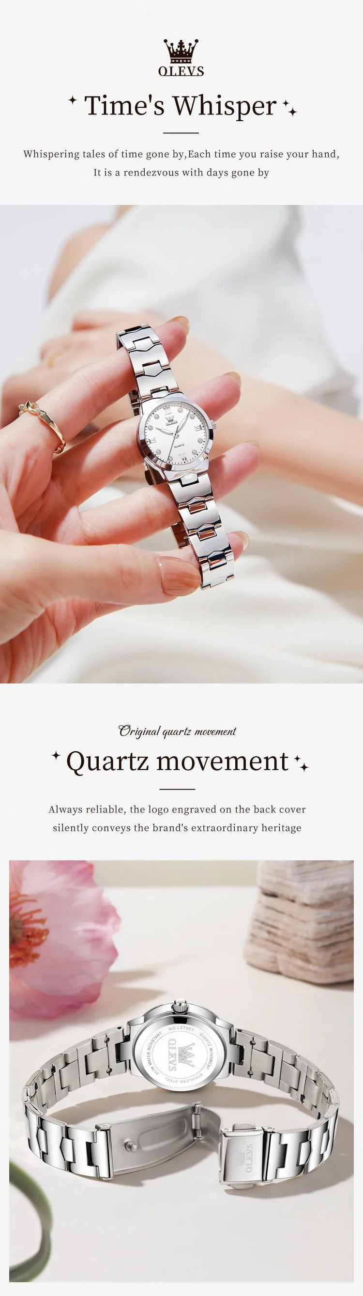 OLEVS Orologio da donna Elegante orologio al quarzo alla moda in acciaio inossidabile impermeabile luminoso da donna con confezione regalo Reloj 3735 platinumshop