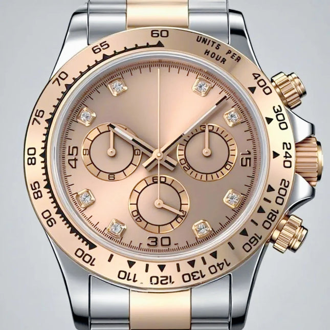 Elegantes Relojes Mecánicos Automáticos de Lujo para Hombre 40mm 2026 Nueva Colección en Acero Inoxidable 904L con Detalles en Oro Rosa y Negro Suave
