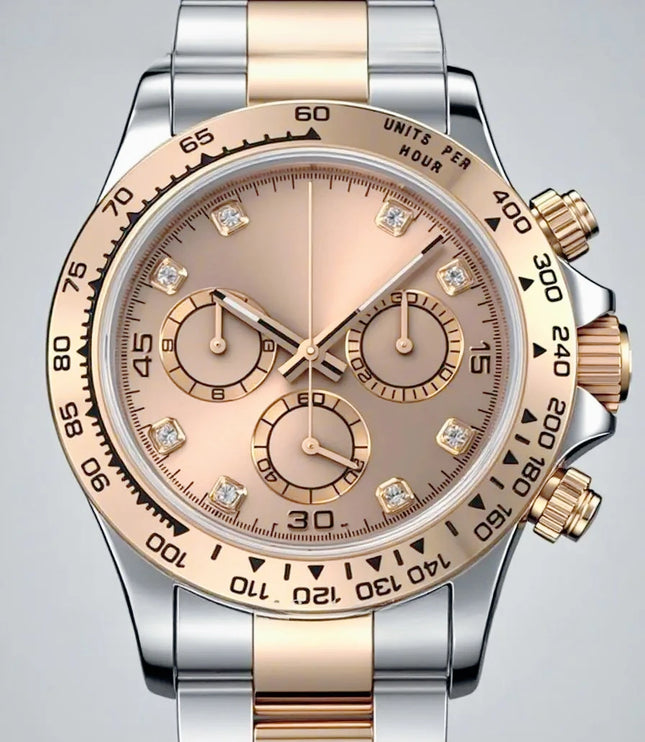 Elegant Men's Luxury Automatic Mechanical Watches 40mm 2026 New Collection in 904L Stainless Steel with Rose Gold Details and Soft Black