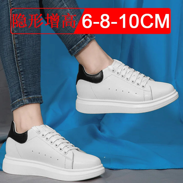 New Men women sneakers height increasing shoes invisible 6 8 10cm heighten sports shoes man taller lift white elevator shoes