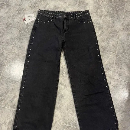 Y2k One Dilemma Pantaloni in denim Stampa leopardata Stella Jeans a gamba larga Streetwear Jeans larghi a vita alta Harajuku Abbigliamento donna gotico