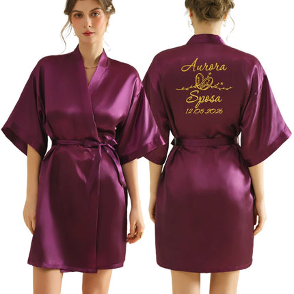 Testo personalizzato Logo accappatoio da sposa abito da sposa sposa damigella d'onore abiti da sposa donna addio al nubilato addio al nubilato