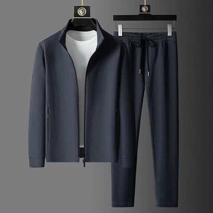 New Spring Autumn Tracksuits for Men Casual Sports Zipper Jackets+Pants Two Piece Sets Long Sleeve Stand Coats Trousers Outfits PlatiNum