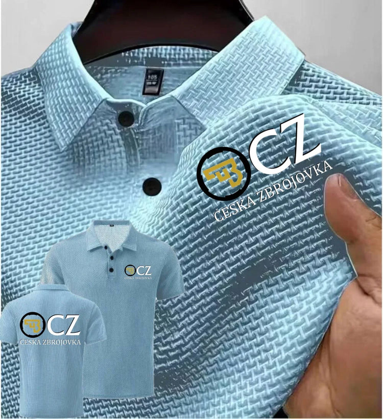 Estate Nuovi Uomini POLO T-Shirt CZ Ceska Zbrojovka Armi da fuoco High End Maglia di seta del ghiaccio da uomo a maniche corte Top Colletto della camicia