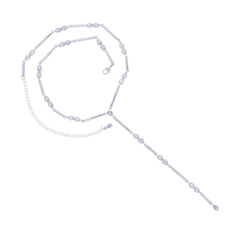 Barra geometrica a goccia Cubic Zirconia CZ Catena a maglie Lunga Y Lariat Collana di moda donna sexy 2026 Nuovo arrivato