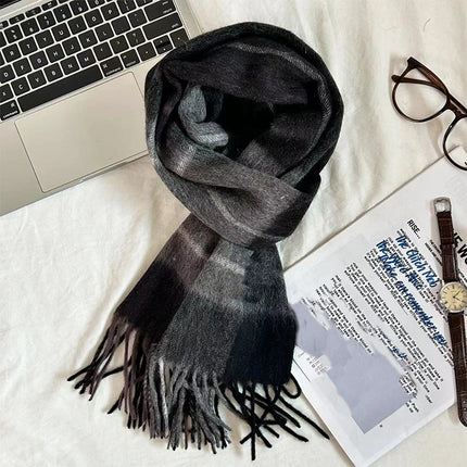 High Quality 100% Pure Wool Scarf Women Classic Chic  Autumn Winter Colorful Plaid Tassel Warm Muffler Female Thermal Shawl Lady