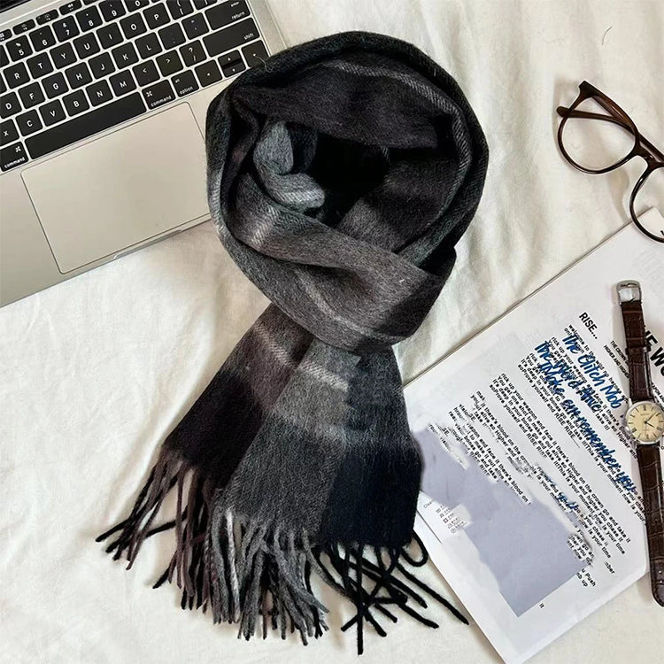 High Quality 100% Pure Wool Scarf Women Classic Chic  Autumn Winter Colorful Plaid Tassel Warm Muffler Female Thermal Shawl Lady