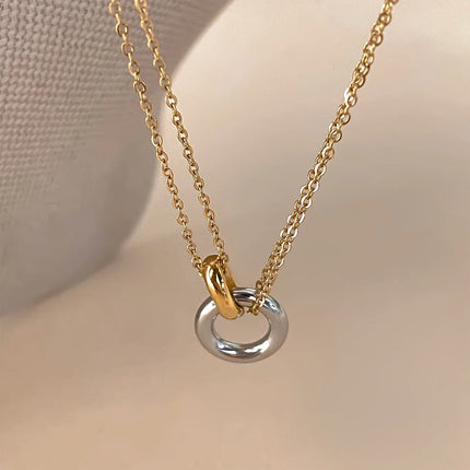 eManco Stainless Steel two-color pendant Necklaces For Women Chokers Trend Fashion Festival Party Gift Jewelry PlatiNum